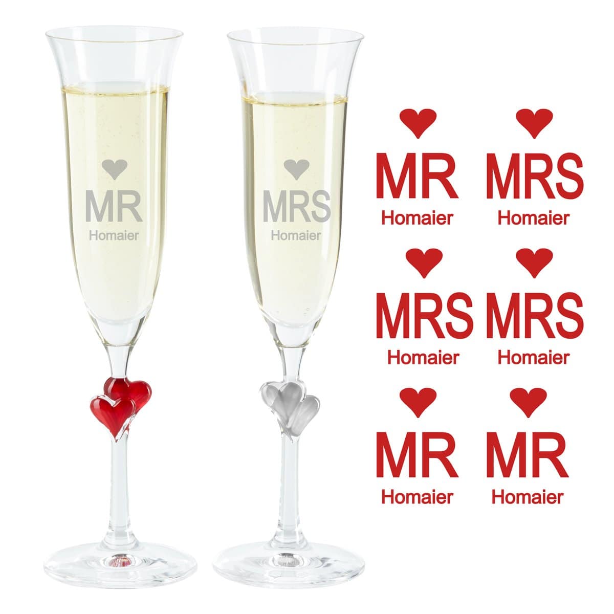  Sektglas Set - Mrs. and Mr.
