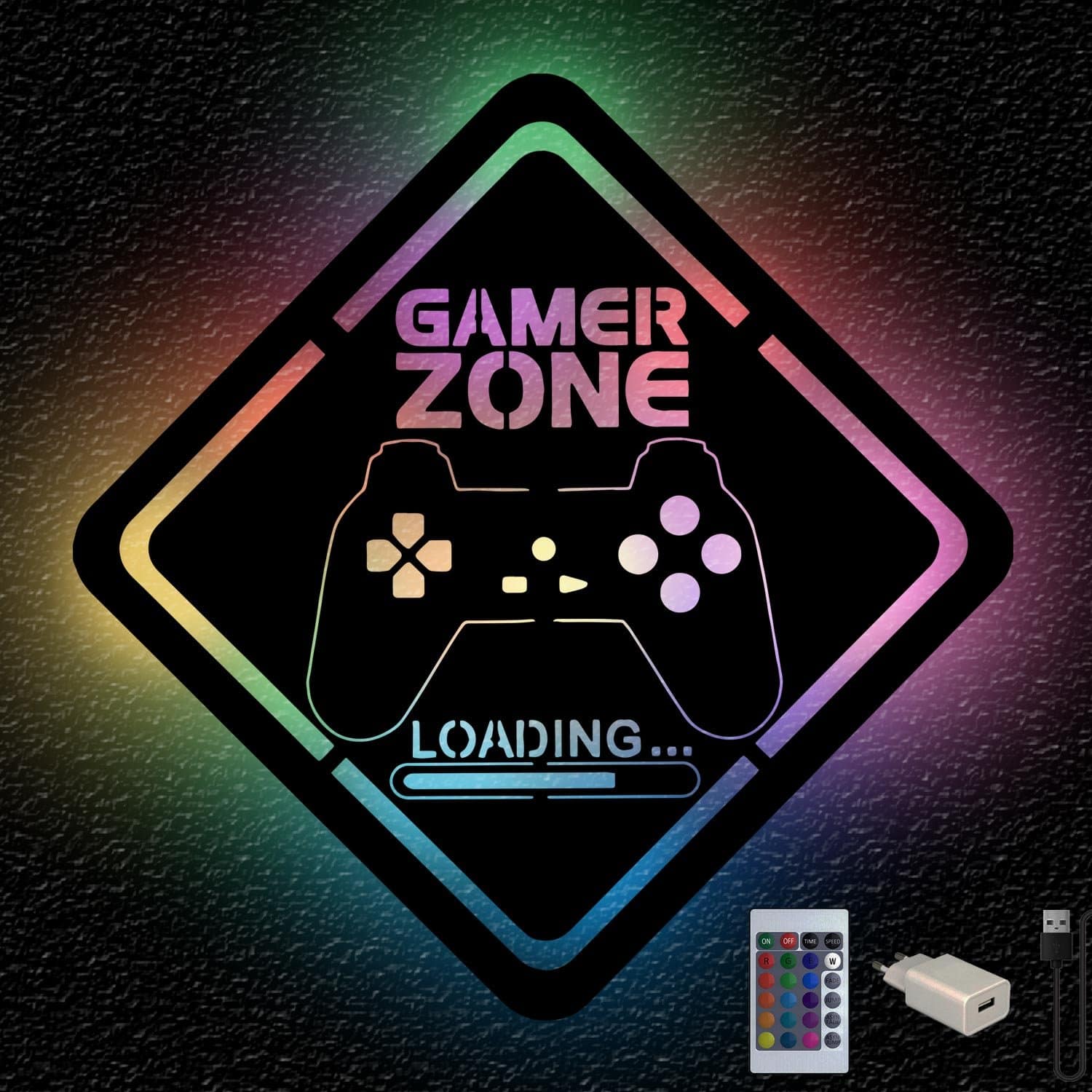 Farbwechsel LED Gamer Zone - Wanddeko