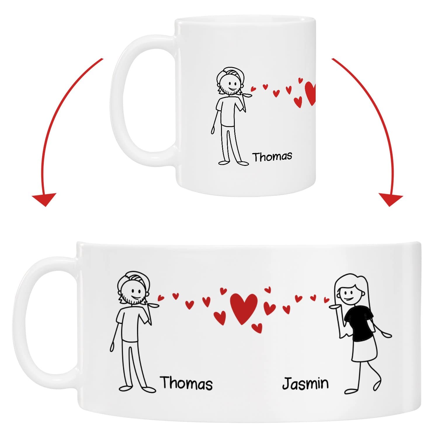 Tasse mit Comicfiguren für Paare