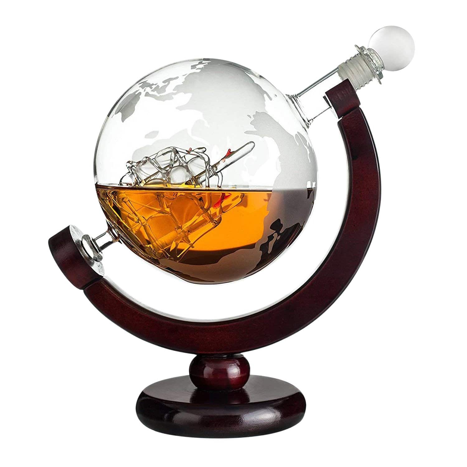 Glaskaraffe-Globus mit Whiskyglas Kompass Geschenkset