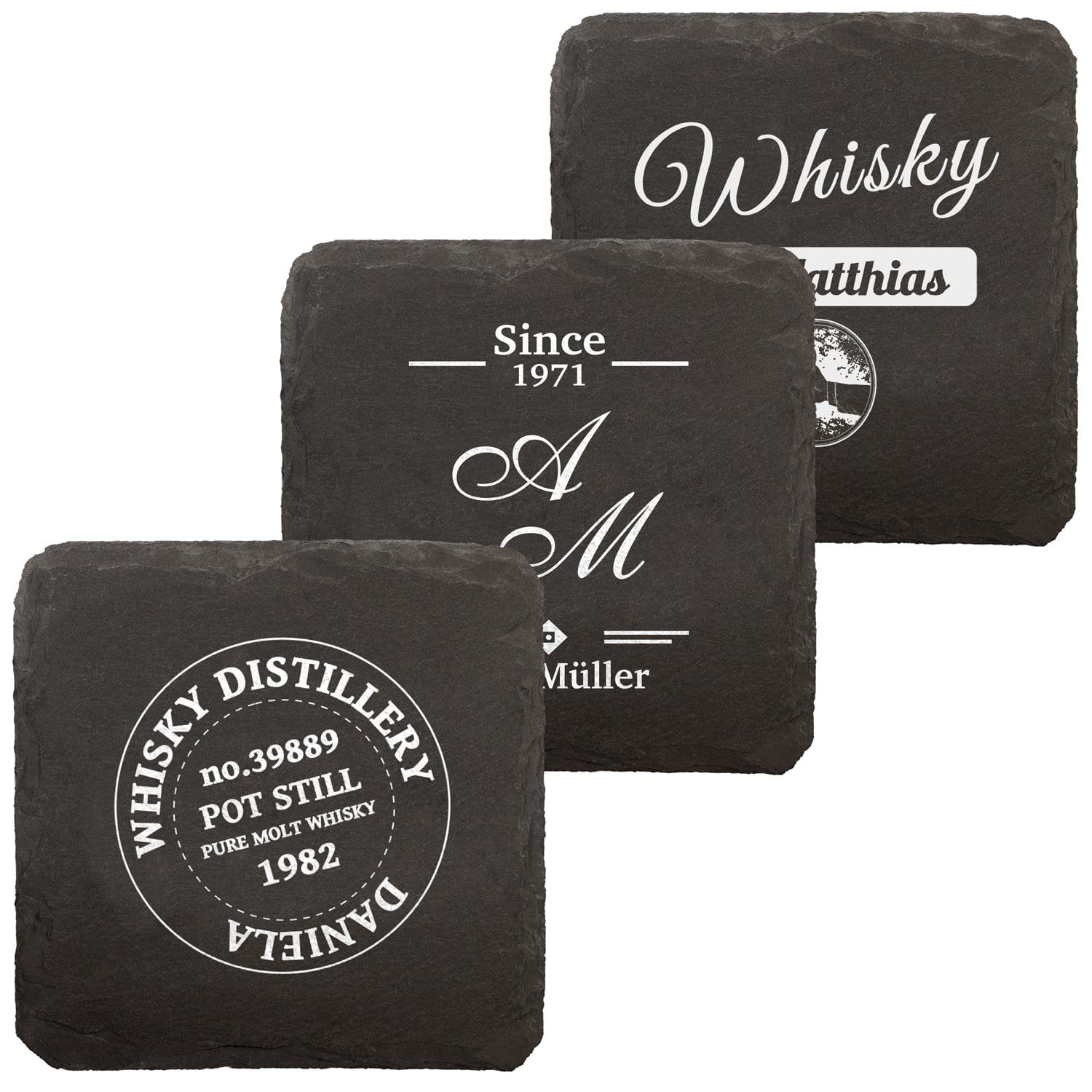 Untersetzer aus Schiefer - Whisky mit Personalisierung