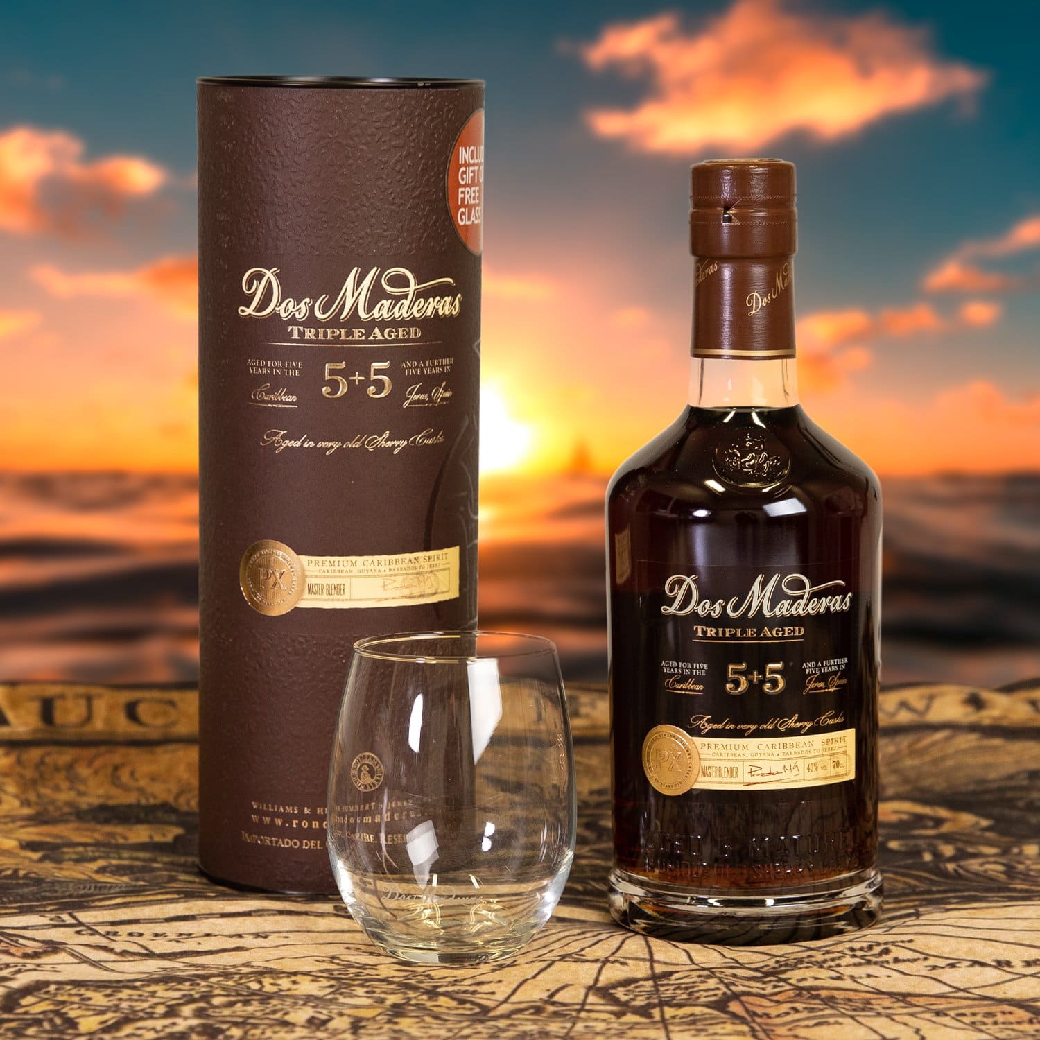 Dos Maderas - Triple Aged Rum mit Glas